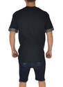 Malu Shoes T- shirt basic uomo cotone nero modello over con inserti in tessuto grigio su maniche e petto girocollo made in italy