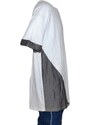 Malu Shoes T- shirt basic uomo cotone bianco modello over con inserti in tessuto grigio su maniche e petto girocollo made in italy