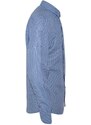 Malu Shoes Camicia uomo cotone blu collo rigido manica lunga motivo astratto made in italy slim linea basic