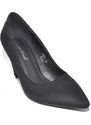 Malu Shoes Decollete nero in camoscio a punta tacco cono basso linea glamour tendenza comfort anni 30 vintage