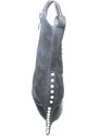 Malu Shoes Tronchetto donna in camoscio nero tacco a spillo con perline avorio linea luxury elegant moda tendenza