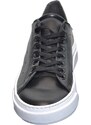 Malu Shoes Scarpe uomo sneakers bassa invernale vera pelle bianco fondo nera linea basic made in italy handmade moda giovanile