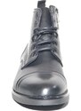 Malu Shoes Anfibio vintage in vera pelle nero spazzolato fondo gomma lacci in tinta chiusura con zip moda tendenza handmade