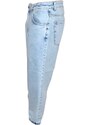 Malu Shoes Pantaloni Jeans chiaro denim biker sfumato Skinny fit chiusura con bottone e cerniera. lavaggio graduale vintage