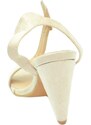 Malu shoes Sandalo donna beige scamsciato con fascetta sottile e cinturino incrociato alla caviglia comodo tacco cono moda anni 30