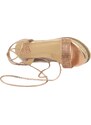 Malu Shoes Zeppa donna oro rosa comoda fondo in spago bicolore e allacciatura alla schiava fascetta con strass classica sportiva