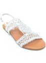 Malu Shoes Sandalo donna positano argento linea basic texture uncinetto cinturino retro suola antiscivolo morbida cuscinetto moda