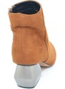 Malu Shoes Tronchetto donna marrone Basic in camoscio con tacco asimmetrico cubico argentato punta quadrata moda astratta glamour