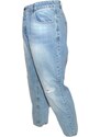 Malu Shoes Jeans denim uomo jogger fit cavallo basso lavaggio chiaro Cinque tasche cerniera e bottone con strappi made in Italy