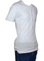 Malu Shoes T-Shirt Maglia Maniche Corte Uomo Bianca Scollo con Bottoni Tinta Unita Cotone Linea Basic Sim Fit