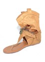 Malu Shoes Indianini donna cuoio estivi infradito alla caviglia freschi con piume e frange fondo in gomma comode moda ibiza
