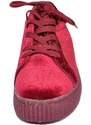 Malu Shoes Sneakers bassa donna bordeaux ciniglia con fondo alto platform creepers lacci in tinta moda confort antistrecth