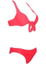 Malu Shoes Costume da bagno corallo donna bikini swimwear con slip Basic e top bralette regolabile che si allaccia davanti moda