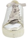 Malu Shoes Sneakers bassa donna specchiato argento con fondo bianco rigato moda confort antistrecth
