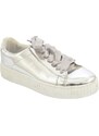 Malu Shoes Sneakers bassa donna specchiato argento con fondo bianco rigato moda confort antistrecth