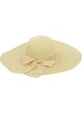 Malu Shoes Cappello parasole di paglia beige donna elegante tesa larga da sole estate flessibile e pieghevole per l?estate fiocco