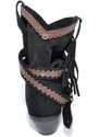 Malu Shoes Stivaletto texano camperos donna nero a punta con frange borchie e fibbia tacco western moda roxanne tendenza