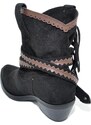Malu Shoes Stivaletto texano camperos donna nero a punta con frange borchie e fibbia tacco western moda roxanne tendenza