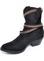 Malu Shoes Stivaletto texano camperos donna nero a punta con frange borchie e fibbia tacco western moda roxanne tendenza
