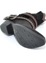 Malu Shoes Stivaletto texano camperos donna nero a punta con frange borchie e fibbia tacco western moda roxanne tendenza