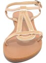 Malu Shoes Sandalo basso positano champagne donna fascetta con disegno ovale e cinturino regolabile alla caviglia moda greca basic