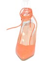 Malu Shoes Decollete' donna sandalo arancione punta cocco tallone scoperto allacciatura schiava caviglia lacci scarpa tacco 10