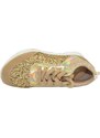 Malu Shoes Sneakers bassa donna glitterato oro effetto sirena con fondo bianco fortino in tinta rigato moda comfort antistrecth