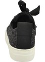 Malu Shoes Sneaker donna glitterata nera in vera pelle con chiusura nastri made in italy risvoltabili fondo bianco alto glamour