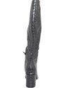 Stivali donna corina a punta quadrata neri fatti a mano in spagna gambale stretto tacco largo 5 cm stampa cocco