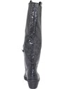 Stivali donna Corina a punta quadrata neri fatti a mano in spagna camperos tacco comodo 3 cm stampa lurex gambale