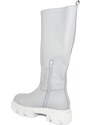 Stivali donna ls luisantiago xena platform boots in vera pelle di nappa grigio ghiaccio fondo alto zip handmade in italy