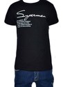 Malu Shoes T-Shirt Uomo Girocollo nera Stampa Con Scritta Superman Casual Slim Fit moda uomo
