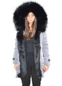 K-ZELL Parka donna invernale con pelliccia nero eco giacca giubbotto piumino lungo grigio pelo extra volume imbottito caldo mod