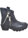 Malu Shoes Stivaletto donna art.st5544 nero in vera pelle con doppia zip comodo moda glamour