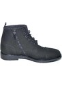 Malu Shoes Anfibio vintage in vera pelle camoscio nero spazzolato fondo gomma lacci in tinta chiusura con zip moda tendenza