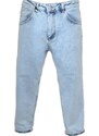 Malu Shoes Pantaloni Jeans chiaro denim biker sfumato Skinny fit chiusura con bottone e cerniera. lavaggio graduale vintage