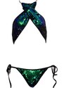 Malu Shoes Costume bagno donna bikini swimwear fascia incrociata con joker nero verde sirena slip brasiliana coordinato regolabile
