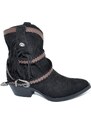 Malu Shoes Stivaletto texano camperos donna nero a punta con frange borchie e fibbia tacco western moda roxanne tendenza