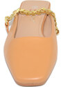 Malu Shoes Scarpe donna mules ballerine mocassino cuoio raso terra tallone scoperto con catena oro sul dorso moda luxury