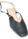 Malu Shoes Scarpe donna mules ballerine nere mocassino raso terra tallone scoperto con cinturino alla schiava caviglia