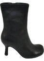 Malu Shoes Stivaletto donna tronchetto nero con tacco a spillo basso stiletto a punta squadrata moda tendenza