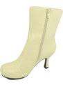 Malu Shoes Stivaletto donna tronchetto beige nude con tacco a spillo basso stiletto a punta squadrata moda tendenza