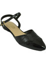 Malu Shoes Scarpe ballerine donna nere a punta lucida slingback con cinturino raso terra moda comfort fondo antiscivolo