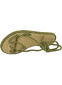 Malu Shoes Sandali bassi donna verde militare con corda di canapa suola in cordone e gomma moda Mykonos alla schiava gladiatore