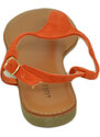 Malu Shoes Sandalo basso arancione infradito in morbida alcantara cinturino alla caviglia fondo imbottito in memory comoda estate