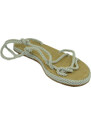 Malu Shoes Sandali bassi donna ghiaccio con corda di canapa suola in cordone e gomma moda mykonos alla schiava gladiatore