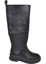 Malu Shoes Stivali donna alto in pelle nero morbido con zip e gomma alta con suola antiscivolo moda al ginocchio comodo