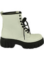 Malu Shoes Stivaletto anfibio scarpa donna bianco stringato lacci doppi fondo carrarmato alto gomma con zip moda linea glamour