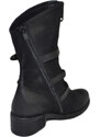 Malu Shoes Stivaletti scarpe donna nero in pelle effetto nubuk con fibbie e stringhe asimmetrico moda con zip