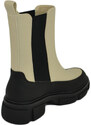 Malu Shoes Stivaletti donna platform chelsea boots combat beige nero impermeabile fondo alto zip elastico laterale moda tendenza